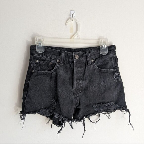 Free People Sofia Distressed True Black Shorts Women's Size 25 - Picture 2 of 8